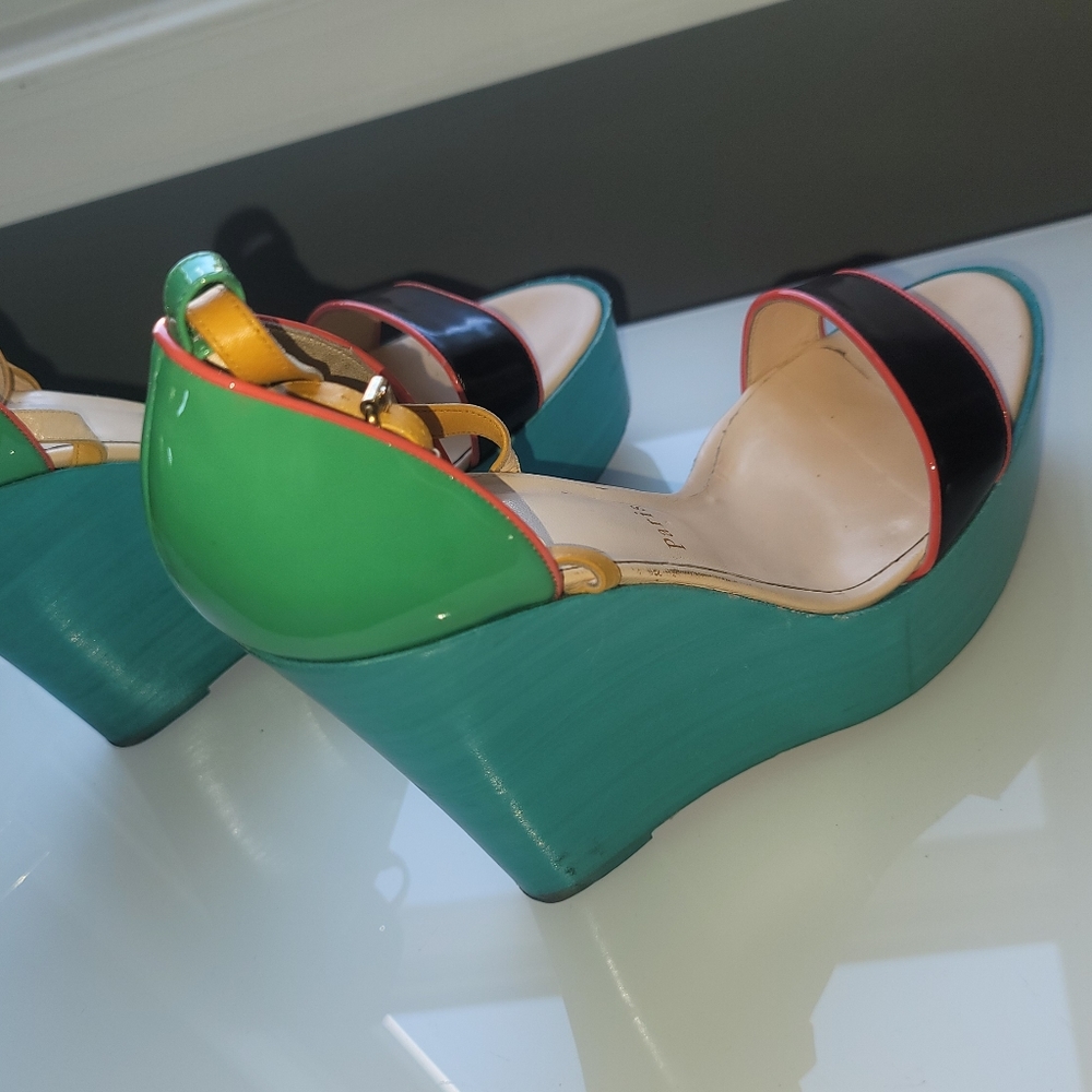 Christian Louboutin Color Block Wedge Sandals Siz… - image 5
